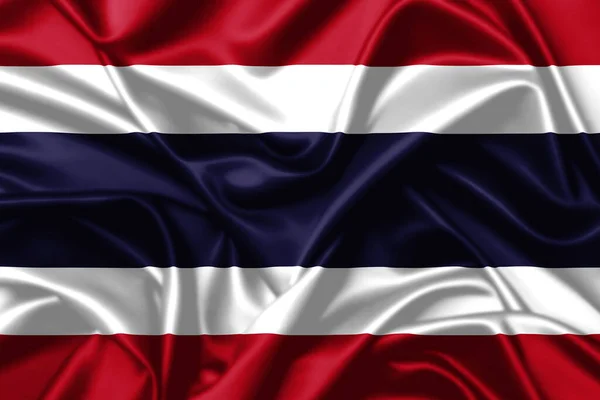 Thailand Viftar Flagga Närbild Satin Konsistens Bakgrund — Stockfoto