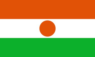 Nijer vektör çiziminin ulusal bayrağı. Nijer bayrağı resmi renk ve doğru oranda. Sivil ve Devlet Asteğmeni