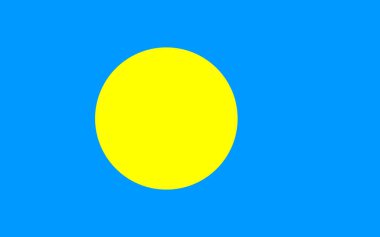 Palau vektör illüstrasyonunun ulusal bayrağı. Palau bayrağı resmi renk ve doğru oranda. Sivil ve Devlet Asteğmeni