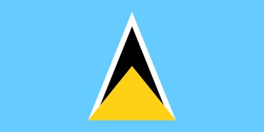 Saint Lucia vektör illüstrasyonunun ulusal bayrağı. Saint Lucia bayrağı resmi renk ve doğru oranda. Sivil ve Devlet Asteğmeni