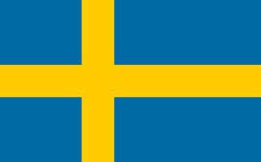 İsveç vektör illüstrasyonunun ulusal bayrağı. İsveç Krallığı bayrağı orjinal orantılı ve doğru renkte