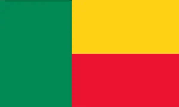 Bandera Nacional Benín Con Color Oficial República Benín Bandera Vector — Vector de stock
