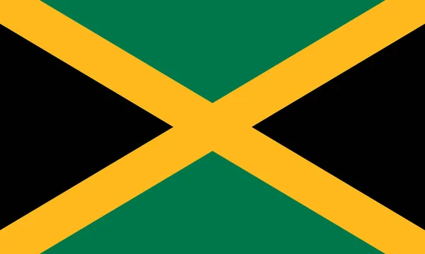 Nationale Vlag Van Jamaica Met Officiële Kleuren Nauwkeurige Verhoudingen Vlag — Stockvector