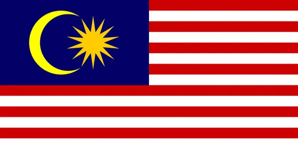 Nationale Vlag Van Maleisië Met Officiële Kleuren Nauwkeurige Verhoudingen Vlag — Stockvector
