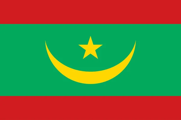 Mauretaniens Nationella Flagga Med Officiella Färger Och Exakta Proportioner Mauretaniens — Stock vektor