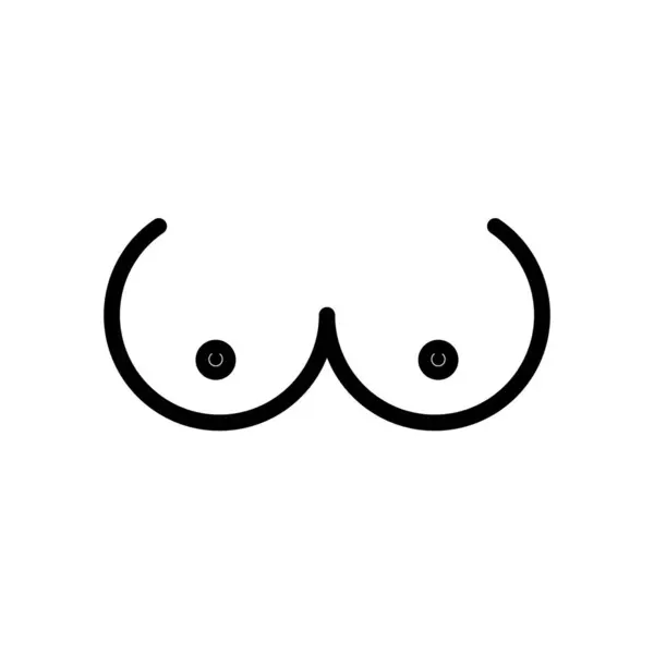 Brüste Umreißen Vektorsymbol Weibliches Körperorgan Zeichen Auf Weißem Hintergrund — Stockvektor