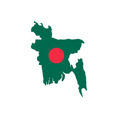 Beyaz arkaplanda Bangladeş harita bayrağı