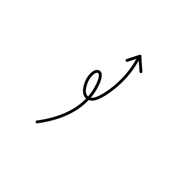 手描きのカーリー矢印ベクトルアイコン 隔離された白い背景 — ストックベクタ