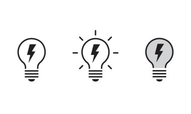 Lightbulb icon set on white background