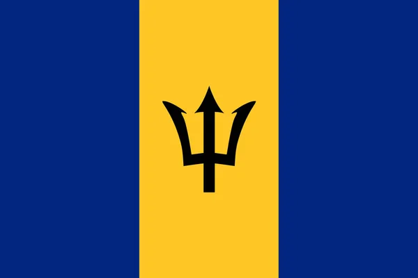 Orijinal orantılı vektör illüstrasyonlu Barbados ülke bayrağı 