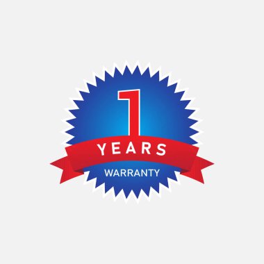 Bir yıllık garanti etiketi tasarımı vektör illüstrasyonu