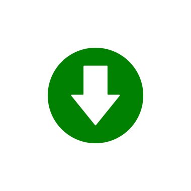 Yeşil indirme simgesi, indirme işlemi beyaz arkaplanda hazır.