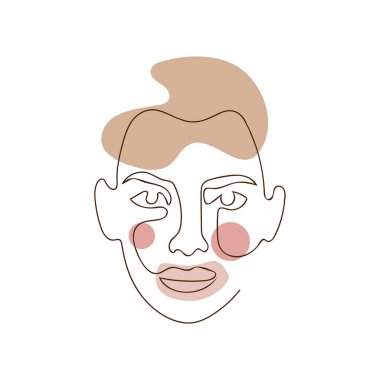 Portre Kadını, bir satır sanat illüstrasyonuyla karşı karşıya