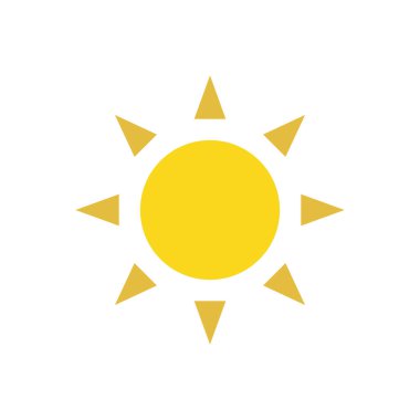 Orijinal güneş rengine sahip güneş ışığı simgesi, yaz vektörü sembolü izole edilmiş beyaz arkaplan