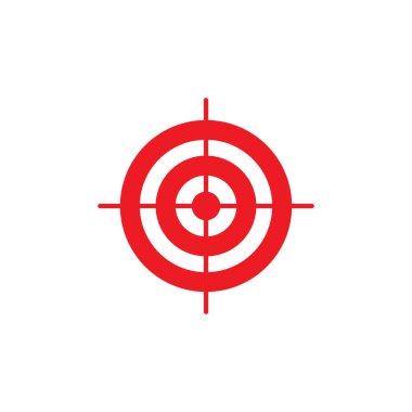 Hedef simgesi kırmızı renkli izole edilmiş beyaz arkaplan. Hedef işaretleyici vektör sembolü