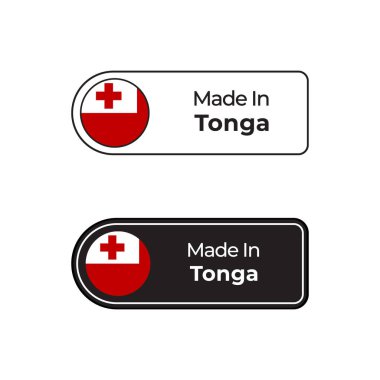 Tonga vektör etiketli, rozet tasarımı ulusal bayrak. Beyaz arkaplanda Tonga damgası