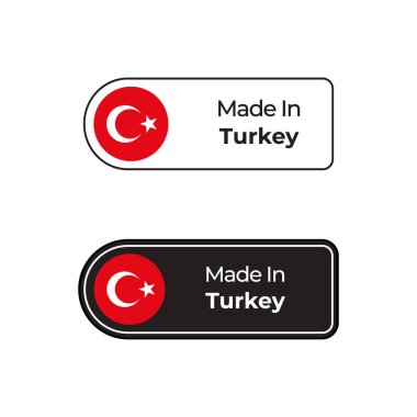 Türkiye vektör etiketleri, ulusal bayrak rozet tasarımı. Beyaz arkaplanda Türkiye 'de damgalanmış
