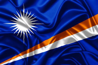 Marshall Adası bayrağı sallıyor. Saten desenli arka plan kapanıyor.