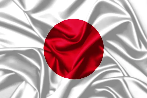Japan Waving Flag Close Satin Texture Background — Stock Photo, Image