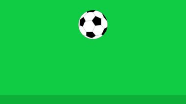 Yeşil ekranda kusursuz döngü zıplayan futbol topu, basit futbol animasyonu.
