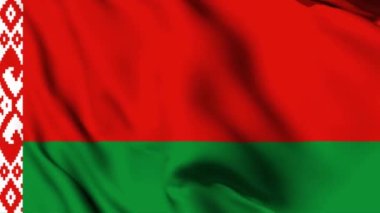 Belarus 4K animasyon videosu sallıyor. Beyaz Rusya bayrağını sallayan kusursuz döngü animasyonu