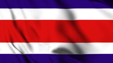 Kosta Rika 'da 4K animasyon videosu sallanıyor. Kosta Rika bayrağını sallıyor, kusursuz döngü animasyonu