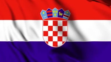 Hırvatistan 'da 4K animasyon videosu sallanıyor. Hırvat bayrağını sallayan kusursuz döngü animasyonu