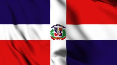 Dominik Cumhuriyeti 4K animasyon videosu sallıyor. Dominik Cumhuriyeti bayrak sallıyor, kusursuz döngü animasyonu