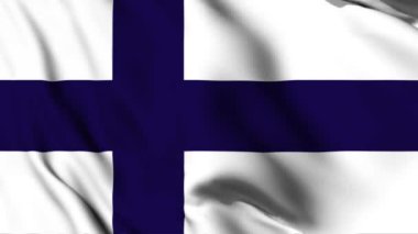 Finlandiya 'da 4K animasyon videosu sallanıyor. Finlandiya 'da bayrak sallayarak kusursuz döngü animasyonu