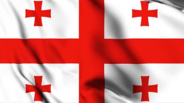 Georgia 'da 4K animasyon videosu sallanıyor. Gürcistan bayrağı sallıyor, kusursuz döngü animasyonu