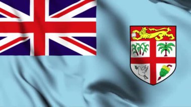 Fiji 4K animasyon videosu sallıyor. Fiji bayrağını sallayan kusursuz döngü animasyonu