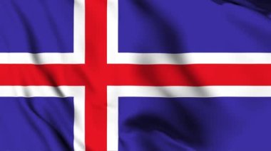 İzlanda 4K animasyon videosu sallıyor. İzlanda 'da bayrak sallayan, kusursuz döngü animasyonu
