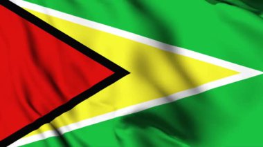 Guyana 4K animasyon videosu sallıyor. Guyana bayrak sallıyor, kusursuz döngü animasyonu