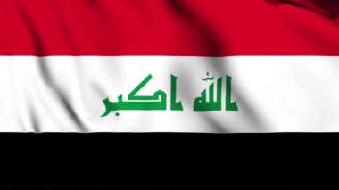 Irak 'ta 4K animasyon videosu sallanıyor. Irak bayrağını sallıyor, kusursuz döngü animasyonu