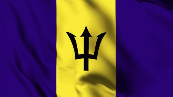 Barbados Zwaaien Vlag Animatie Video Barbados Zwaaien Vlag Naadloze Looping — Stockvideo