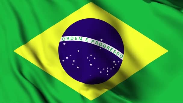 Brasil Ondeando Bandera Video Animación Bandera Brasileña Ondeando Animación Bucle — Vídeo de stock
