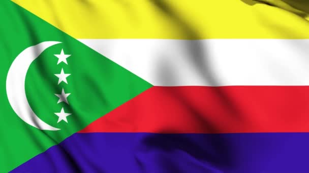 Comores agitant drapeau vidéo d'animation 4K. Comores agitant drapeau sans couture boucle animation