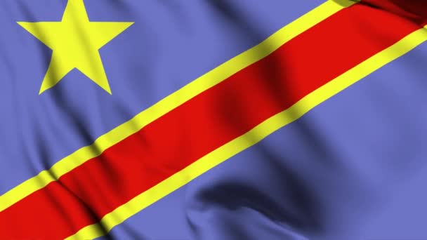 Demokratik Kongo Cumhuriyeti Animasyon Videosu Sallıyor Kongo Kinşasa Dalgalanan Bayrak — Stok video