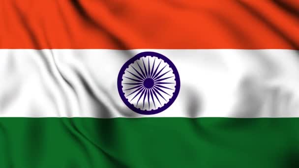 Indien Schwenkt Flagge Animationsvideo Nahtlose Looping Animation Mit Indischem Flaggenschwenken — Stockvideo