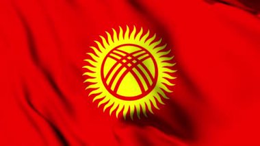 Kırgızistan 4K animasyon videosu sallıyor. Kırgızistan bayrağını sallıyor, kusursuz döngü animasyonu