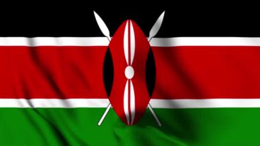 Kenya 4K animasyon videosu sallıyor. Kenya bayrağını sallıyor, kusursuz döngü animasyonu
