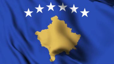 Kosova 'da 4K animasyon videosu sallanıyor. Kosova 'da bayrak sallayan kusursuz döngü animasyonu