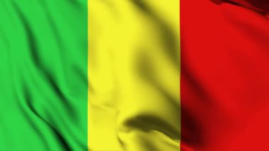 Mali 'de 4K animasyon videosu sallanıyor. Mali bayrağını sallıyor, kusursuz döngü animasyonu