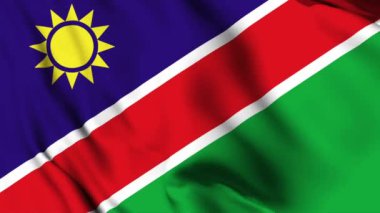 Namibya 'da 4K animasyon videosu sallanıyor. Namibya bayrağını sallıyor, kusursuz döngü animasyonu