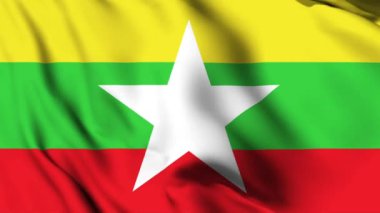 Myanmar 4K animasyon videosu sallıyor. Myanmar bayrak sallıyor, kusursuz döngü animasyonu.