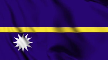 Nauru 'nun salladığı 4K animasyon videosu. Nauru dalgalanan bayrak dikişsiz döngü animasyonu