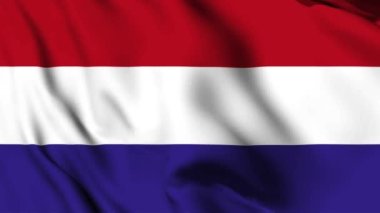 Hollanda 'da 4K animasyon videosu sallanıyor. Hollanda 'da bayrak sallayan kusursuz döngü animasyonu