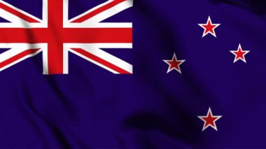 Yeni Zelanda 'da bayrak sallayan 4K animasyon videosu. Yeni Zelanda 'nın dalgalanan bayrağı pürüzsüz döngü canlandırması