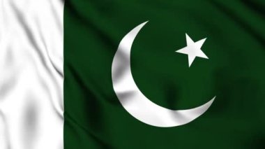 Pakistan 4K animasyon videosu sallıyor. Pakistan bayrağını sallıyor, kusursuz döngü animasyonu