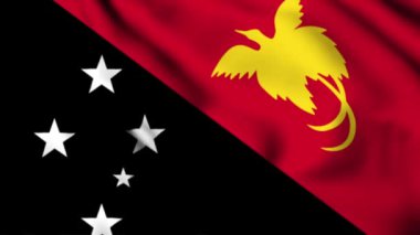 Papua Yeni Gine bayrağını sallıyor. 4K animasyon videosu. Papua Yeni Gine bayrağını sallıyor.